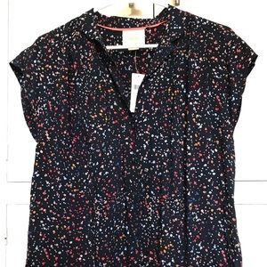 NWT size S Maeve blue short sleeve top w/pattern.